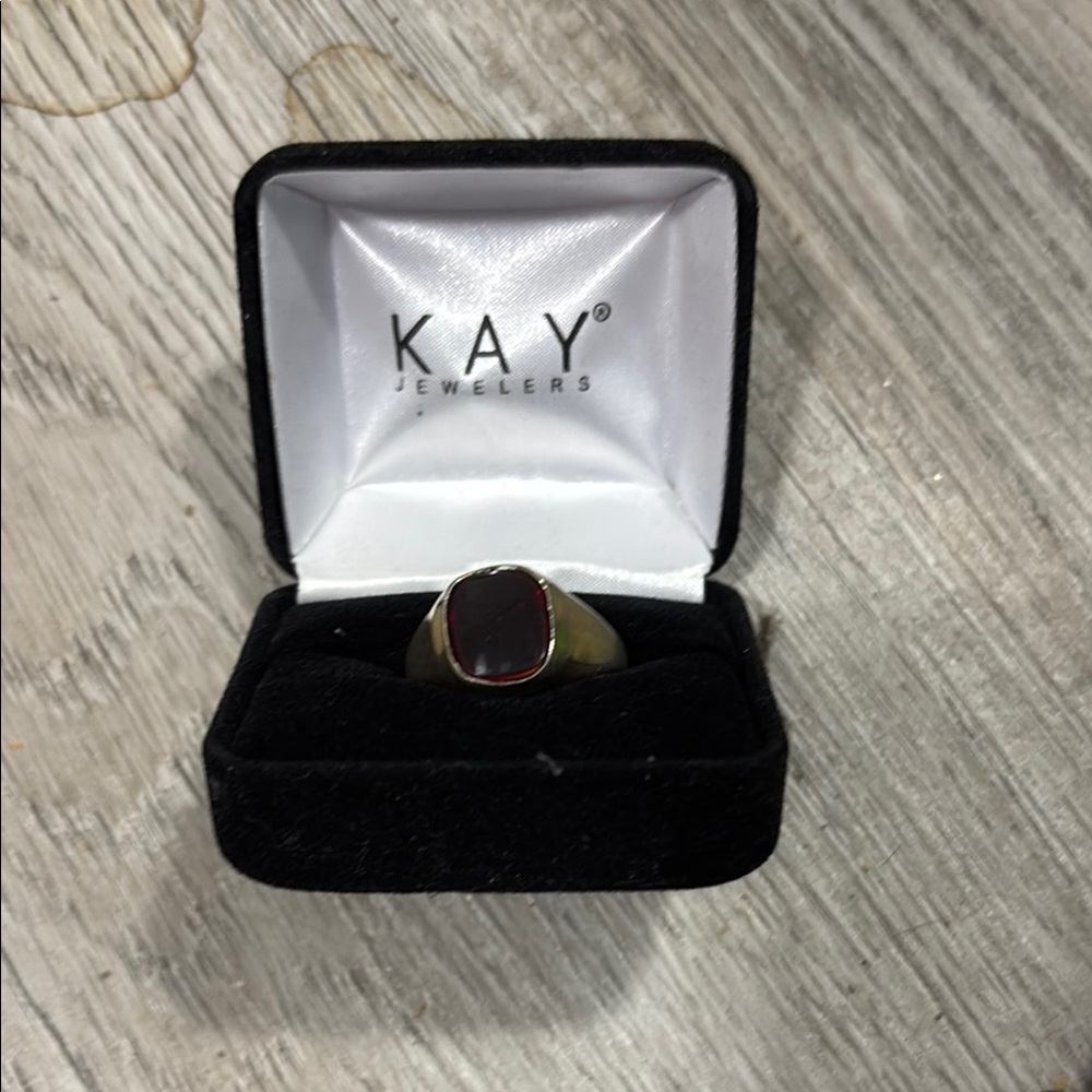 Kay Jewelers Silver Ring with Red Stone